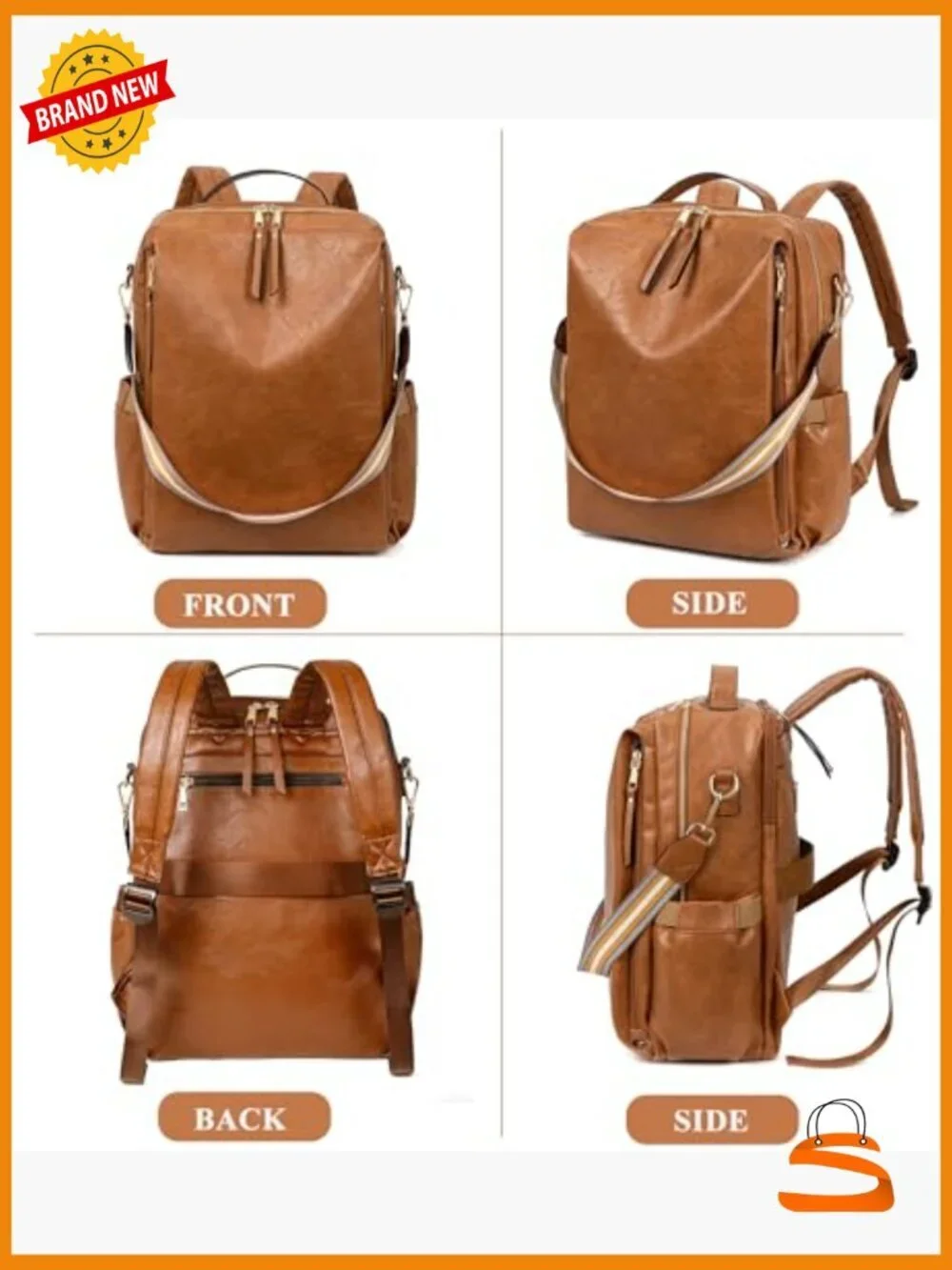PU Leather Large Backpack Purse Convertible Satchel Handbag Travel Work Laptop